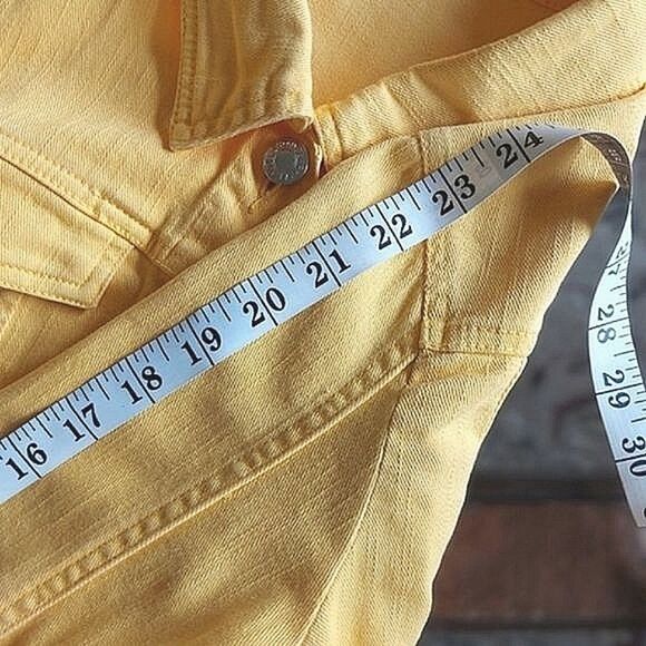 Vtg lemon yellow denim button up jacket - Picture 9 of 12